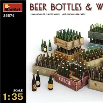 Modèle d'assemblage de bouteille de bière et de caisse