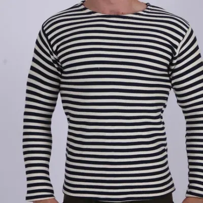 Chemise rayée en coton 100% certifiée GOST pour la Marine Russe (Rayures bleu marine)